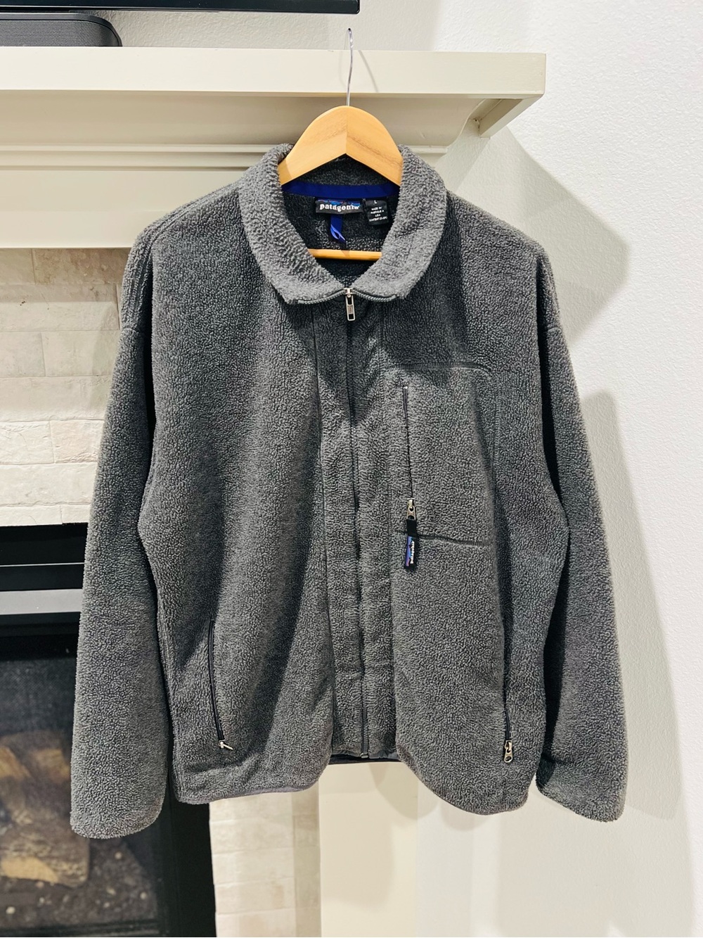 Vintage Patagonia Synchilla Full Zip Fleece in Charcoal Grey Made in USA Large